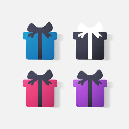 Paper clipped sticker: gift with bowのイラスト素材