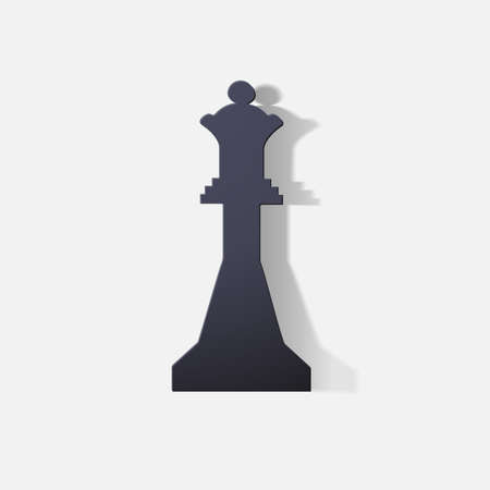 Paper clipped sticker: chess figure, Queenのイラスト素材