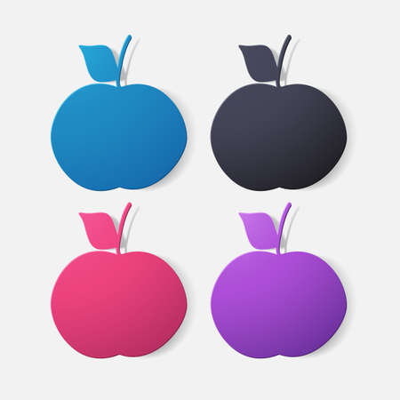 Paper clipped sticker: fruit, appleのイラスト素材