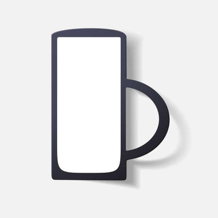 Paper clipped sticker: glass with liquidのイラスト素材