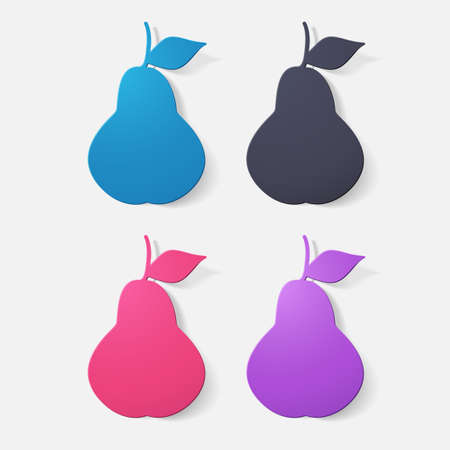 Paper clipped sticker: fruit, pearのイラスト素材