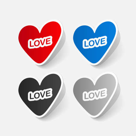 paper sticker: Valentines day. Heartのイラスト素材