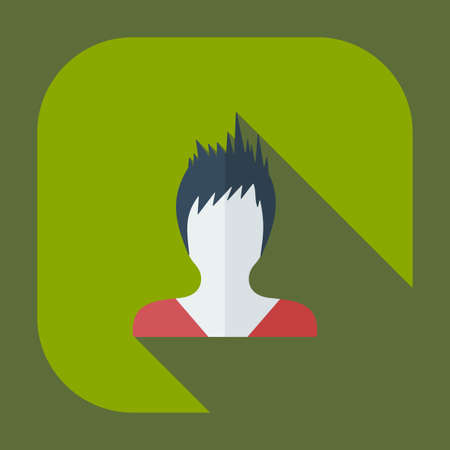 Flat modern design with shadow icon silhouette girl creative hairstyleのイラスト素材