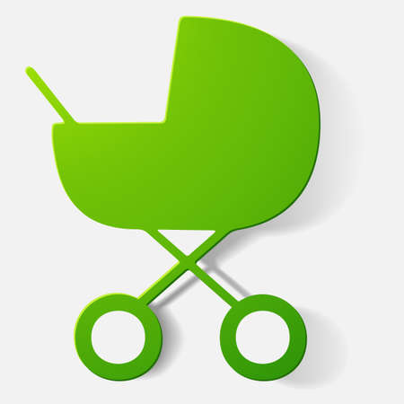 Paper clipped sticker: buggyのイラスト素材