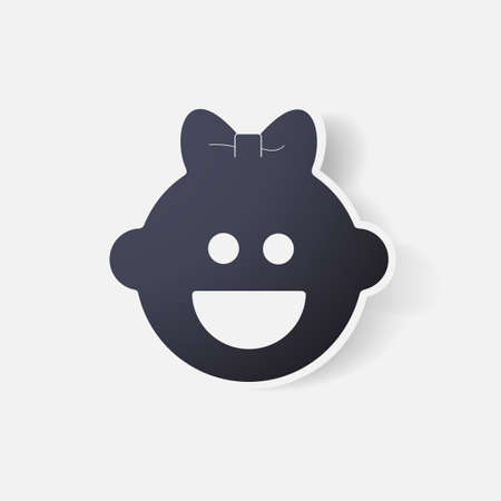 Paper clipped sticker: baby face girlのイラスト素材