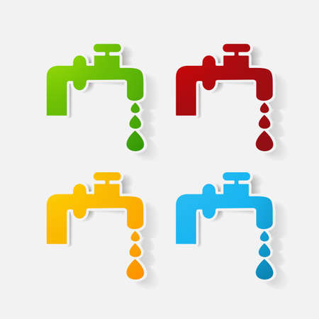 Paper clipped sticker: faucetのイラスト素材