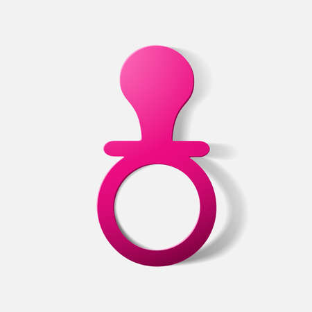 Paper clipped sticker: baby pacifier, sootherのイラスト素材