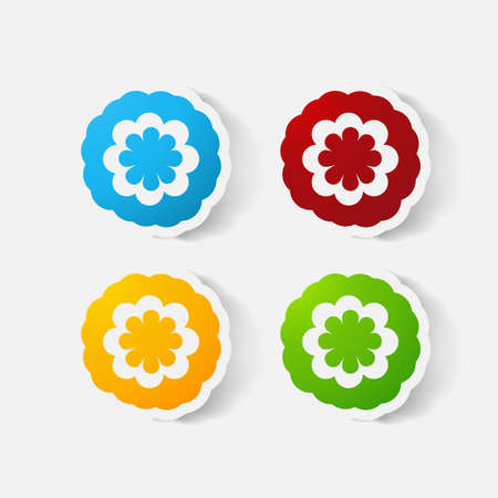 Realistic paper sticker: flowers. camomileのイラスト素材