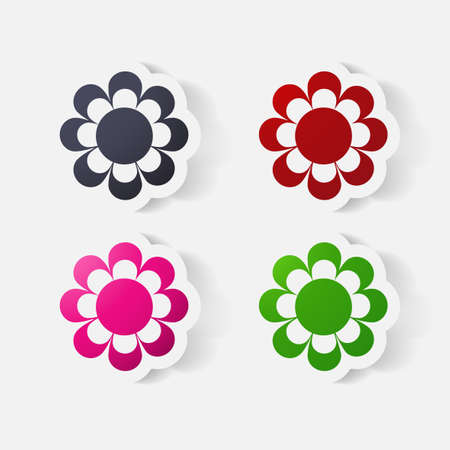 Realistic paper sticker: flowers. camomileのイラスト素材