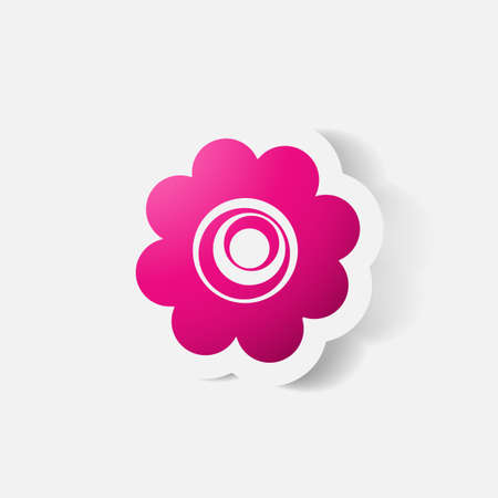 Realistic paper sticker: flowers. camomileのイラスト素材