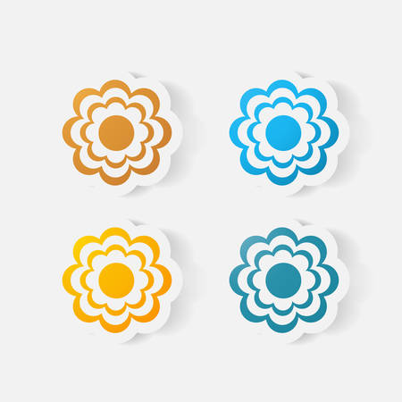 Realistic paper sticker: flowers. camomileのイラスト素材