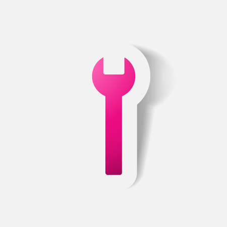 Paper clipped sticker: wrenchのイラスト素材