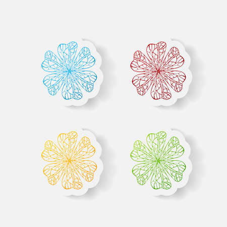 Realistic paper sticker: flowers.のイラスト素材
