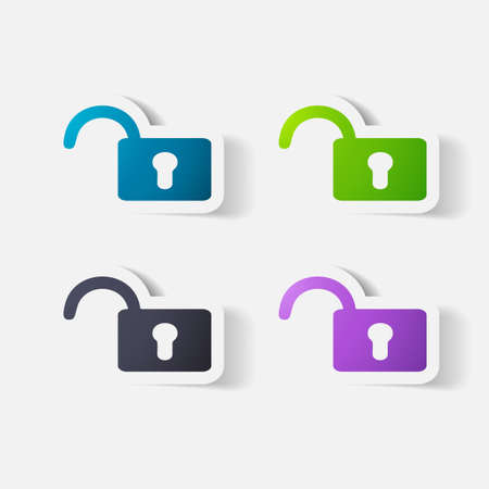 Paper clipped sticker: lockのイラスト素材
