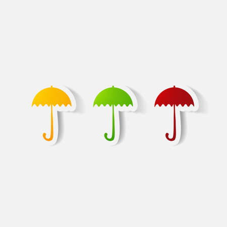 Paper clipped sticker: umbrellaのイラスト素材