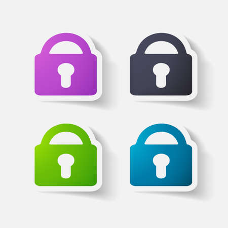 Paper clipped sticker: lockのイラスト素材