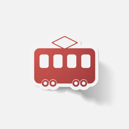Paper clipped sticker: tramのイラスト素材
