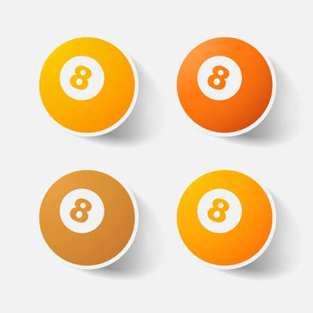 Paper clipped sticker: billiard ball with numberのイラスト素材