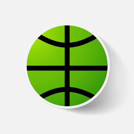 Paper clipped sticker: basketballのイラスト素材
