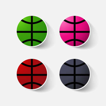 Paper clipped sticker: basketballのイラスト素材