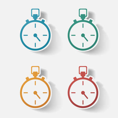 Paper clipped sticker: stopwatchのイラスト素材