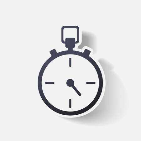 Paper clipped sticker: stopwatchのイラスト素材