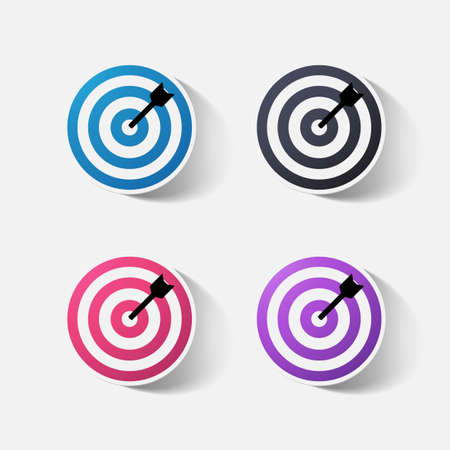 Paper clipped sticker: darts targetのイラスト素材