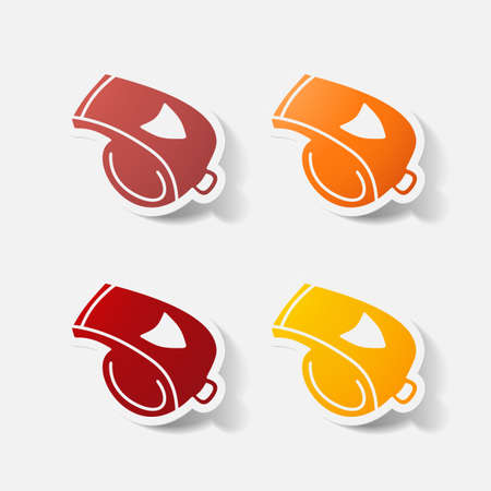 Paper clipped sticker: whistleのイラスト素材