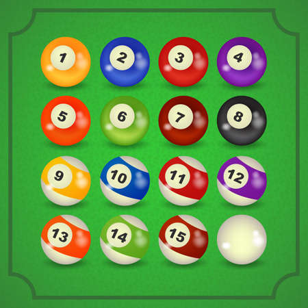 set of billiard balls, billiards, Americanのイラスト素材