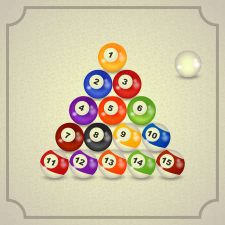 set of billiard balls, billiards, Americanのイラスト素材