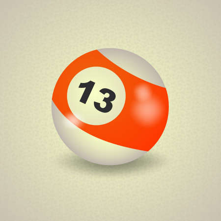 set of billiard balls, billiards, American ball number 13のイラスト素材