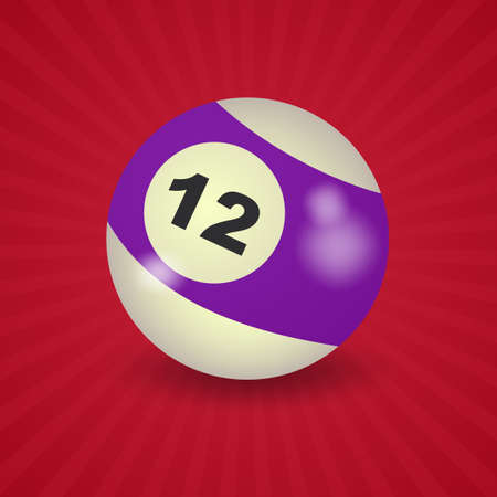 set of billiard balls, billiards, American ball number 12のイラスト素材