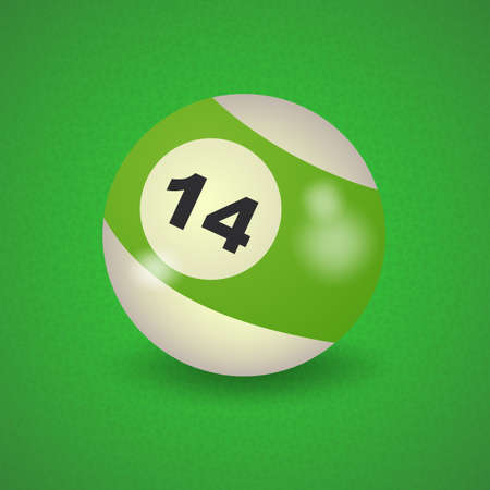 set of billiard balls, billiards, American ball number 14のイラスト素材
