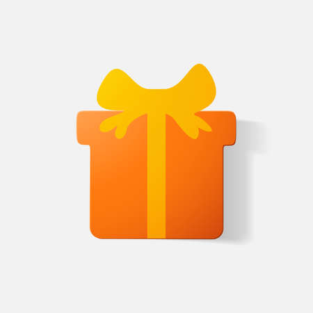 Paper clipped sticker: gift with bowのイラスト素材