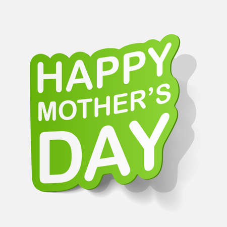 Realistic paper sticker: mothers Dayのイラスト素材