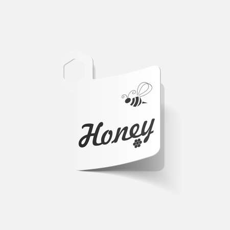 Realistic paper sticker: honeyのイラスト素材
