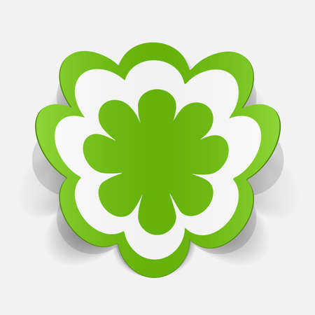 Realistic paper sticker: flowersのイラスト素材