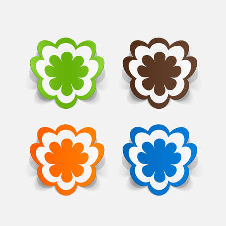 Realistic paper sticker: flowersのイラスト素材