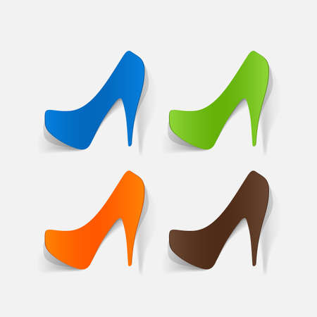 Realistic paper sticker: shoesのイラスト素材
