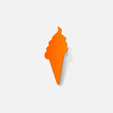 Realistic paper sticker: ice creamのイラスト素材