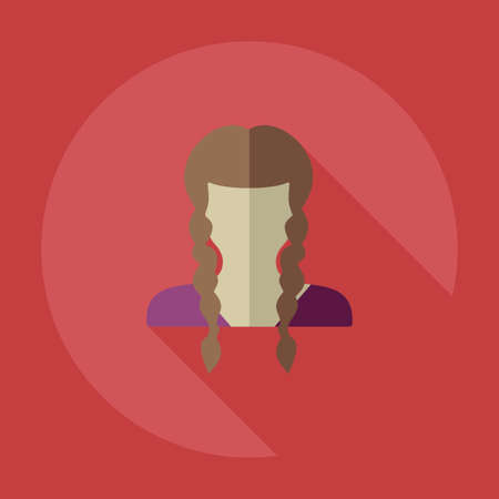 Flat modern design with shadow icon silhouette girl creative hairstyleのイラスト素材