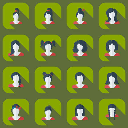 Flat modern design with shadow icon silhouette girl creative hairstyleのイラスト素材