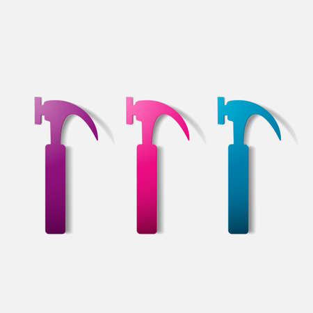 Paper clipped sticker: construction hammer. Isolated illustration iconのイラスト素材