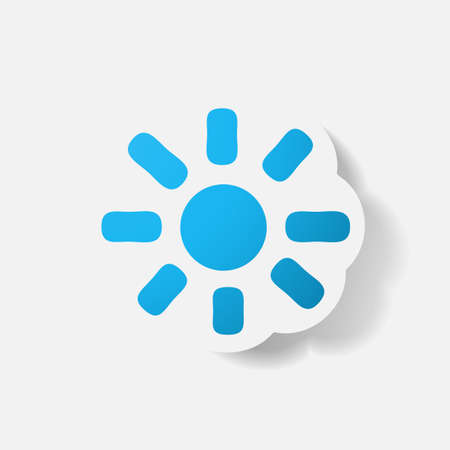 Paper clipped sticker: sun. Isolated illustration iconのイラスト素材