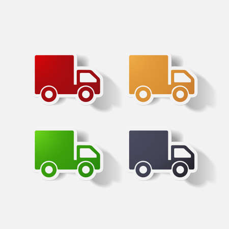 Paper clipped sticker: truck. Isolated illustration iconのイラスト素材