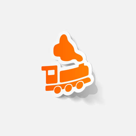 realistic paper sticker: train. Isolated illustration iconのイラスト素材