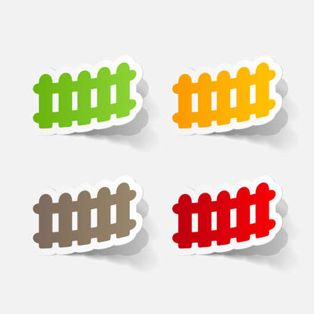paper sticker: Wooden fence. Isolated illustration iconのイラスト素材