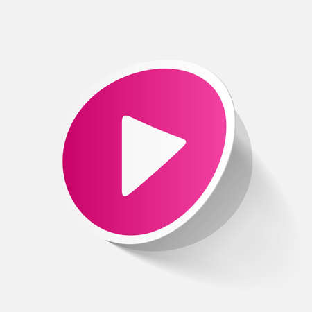 paper sticker: Play button web icon. Isolated illustration iconのイラスト素材