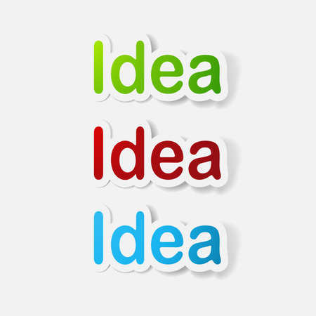 Paper clipped sticker: word idea. Isolated illustration iconのイラスト素材