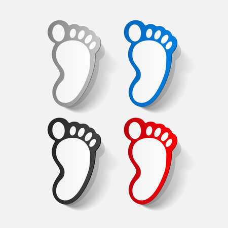 Paper clipped sticker: Footprint symbol. Isolated illustration iconのイラスト素材